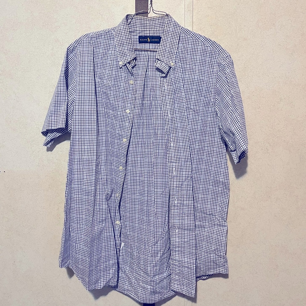 Button-Down, Short-Sleeved Ralph Lauren Shirt LARGE